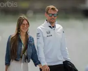 07 Jun 2015, Montreal, Quebec, Canada --- Jenson Button of McLaren Honda team arriving with his wife Jessica Michibata on race day at the Formula One World Championship, 2015 Canadian Grand Prix, Montreal, Canada. --- Image by © Christopher Morris/Corbis